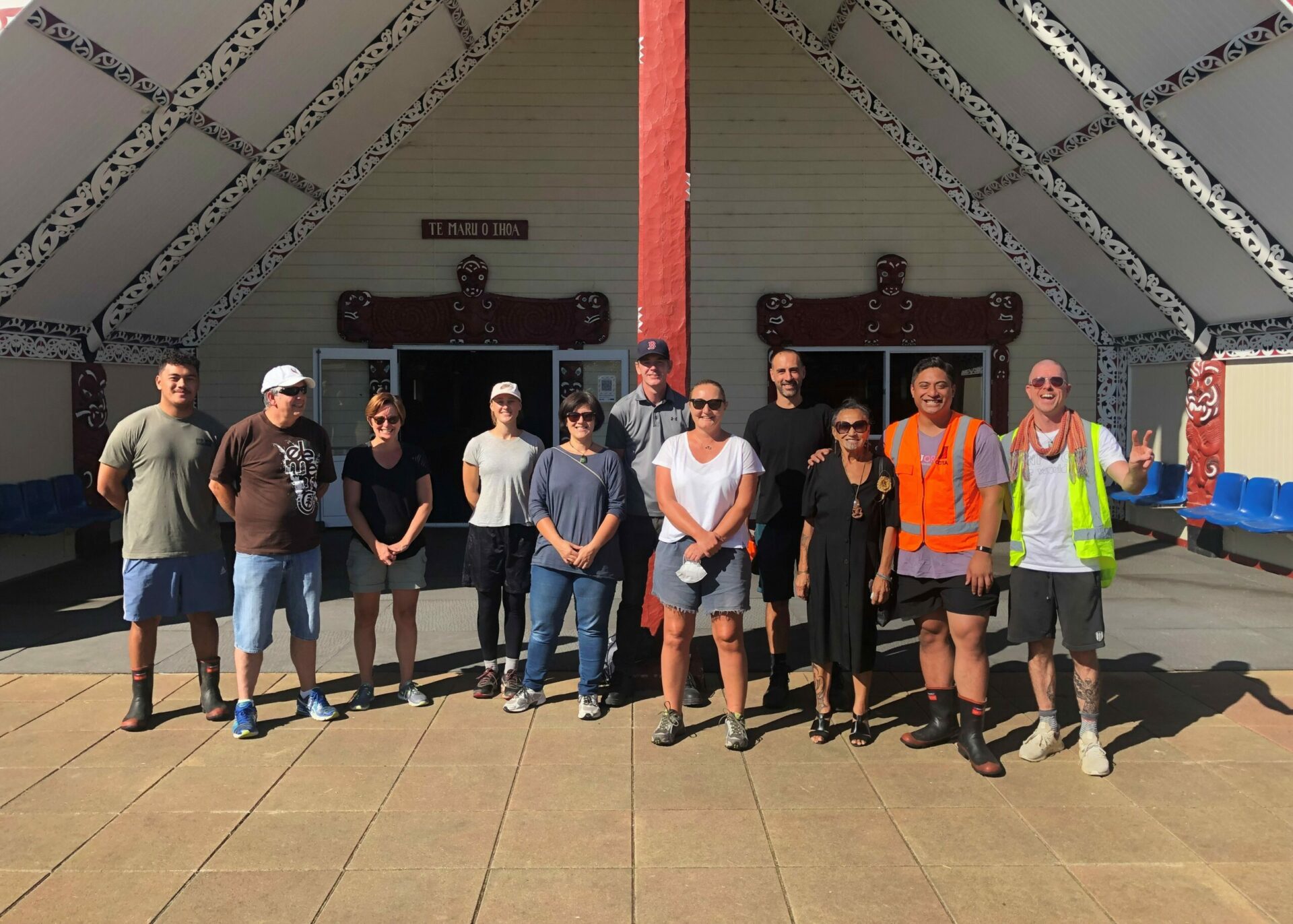 Miko Brouwer (centre) and colleagues from RDT Pacific joined Puniu River Care whānau at an Open Day earlier in February 2023